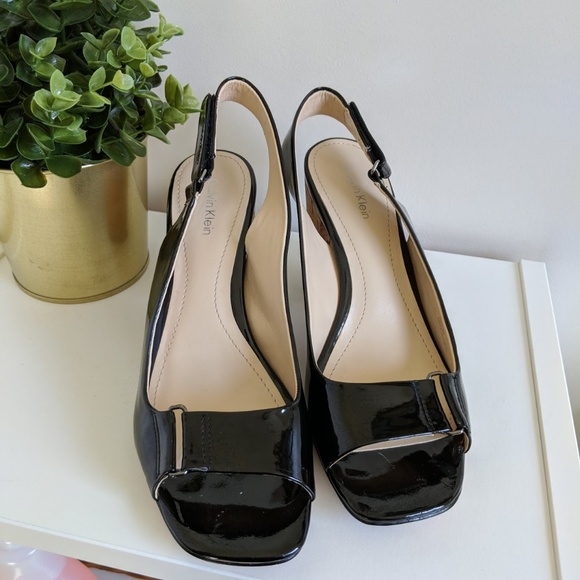 [Calvin Klein] Open Toe Slingback Block Heel Sz 8M - Picture 6 of 8